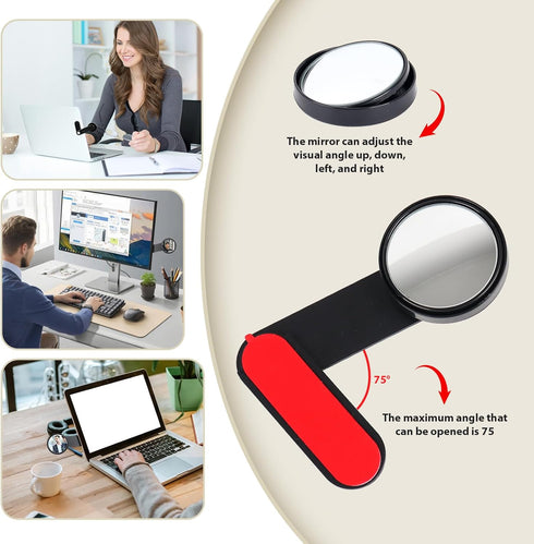 Hanezo Adjustable Cubicle Mirror for Computer Monitor to See Behind You Rear View Security Mirror for Office Cubicle