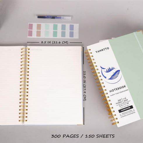 Spiral Notebook, Hardcover 8.5 x 11 IN College Ruled Notebooks, 300 Pages Notebooks for Work and School, 110 GSM Thick Papers Journals for Writing, Office Supplies for Women and Men Pink