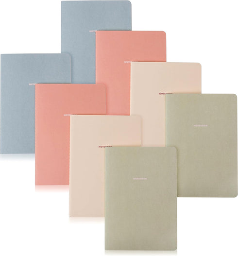 Notebook Journal - Pack of 8 A5 Notebooks, 5.5 x 8 in, Cute Soft Paper Cover for Travel, Meditation, Wedding