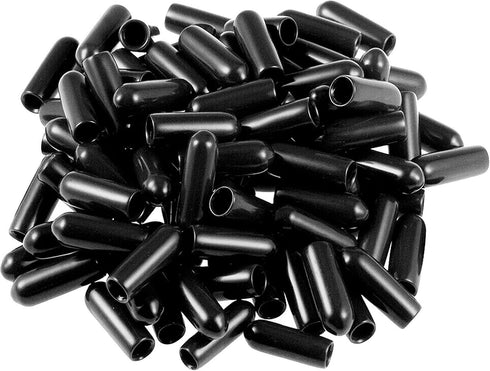 50pcs Screw Thread Protectors 2mm ID Rubber Round End Cap Cover, Flexible Tube Caps, 15 mm Long (Black)
