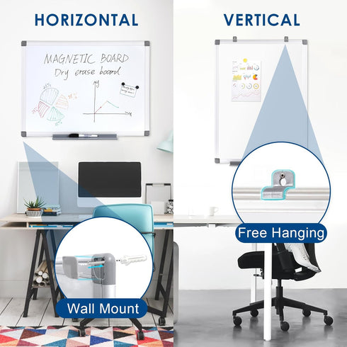 Whiteboard Hanging Magnetic Dry Erase Board, 30 x 20 Inches for Wall Mount, Office, Kitchen, Home