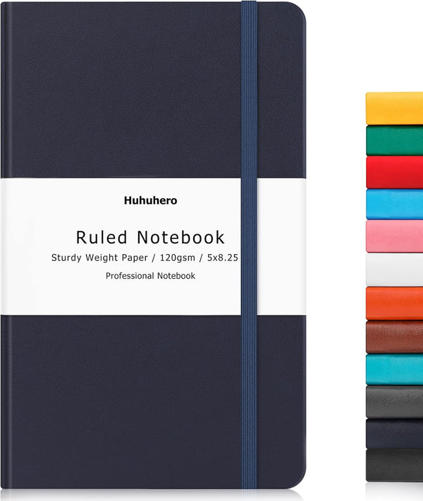 Huhuhero Notebook Journal, Lined Ruled Journal, Hardcover 120Gsm Premium Thick Paper, Faux Leather Notebook,