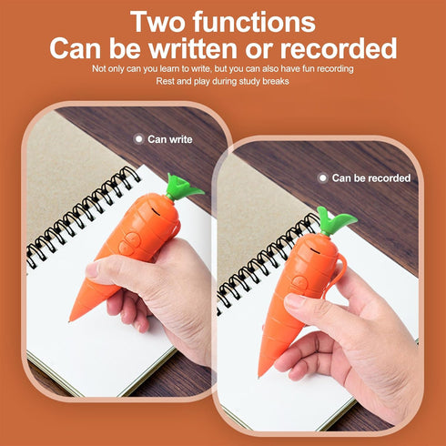 Snugeasy 60-Second (1PCS) Carrot Recorder Pen, Voice Recording Pen for Kids, Smooth-Writing Ballpoint Pens, Learning