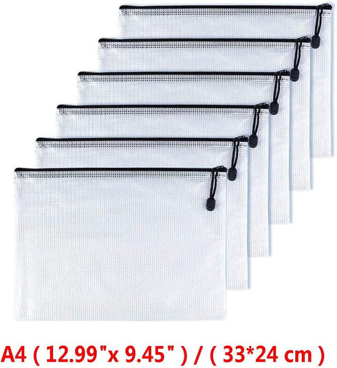 Oaimyy-A4(9"x 13",12 Pcs),Plastic Mesh Zipper Pouch Document Folders Bag Zip File Folders for School Office Supplies, Travel,Puzzles Games Organizing Storage-Black by Oaimyy
