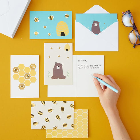 BEST PAPER GREETINGS Bear Note Cards Honey Bee Thank You Cards & Envelopes - 48 Pack 4 x 6 in Bee Themed Stationery