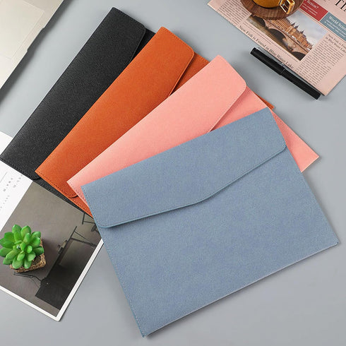 VANRA 1 Piece PU Leather Envelope File Folders, A4 Document Organizer with Magnetic Closure (Blue)