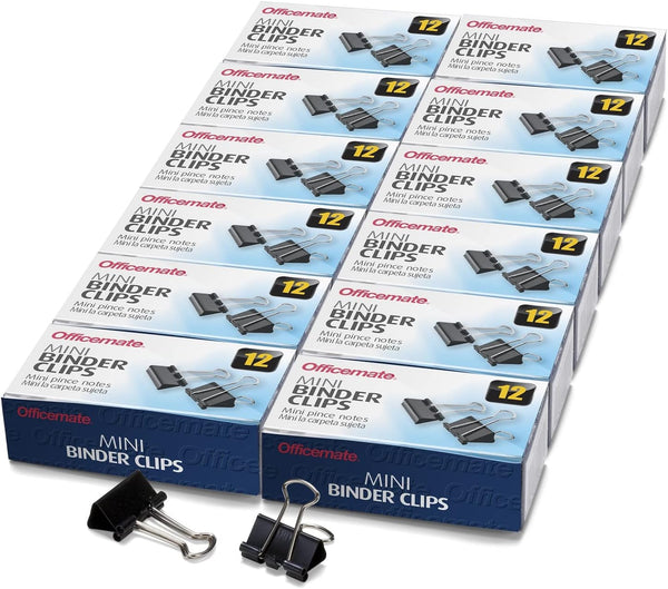Officemate Mini Binder Clips, Black, 12 Count (99010)