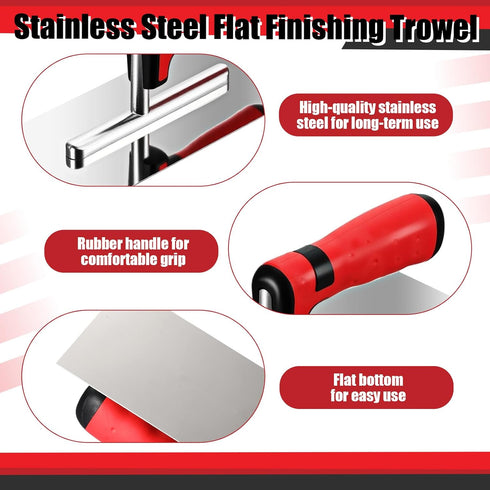 11 Inch 13 Inch Set Lasnten Drywall Finishing Tools Kit Stainless Steel Hand Plastering Trowel Flat Concrete Masonry