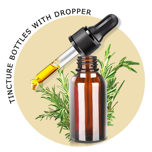 Teenitor Eye Dropper Bottles with Funnels, Plastic Transfer Pipettes & Labels, 30ml Glass Tincture Bottles, Amber
