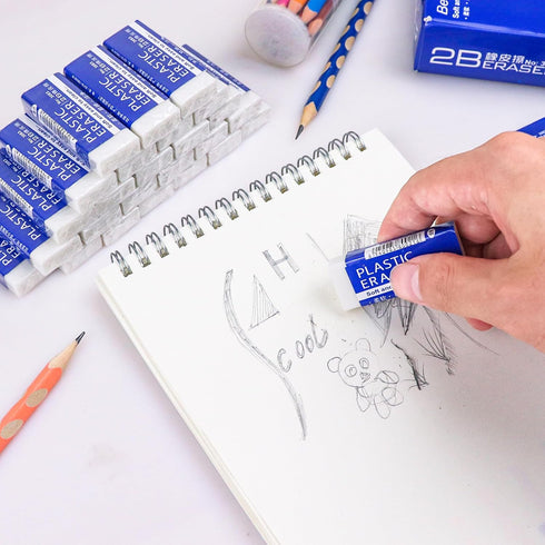Pencil Erasers Bulk - Large Writing Plastic Rubber Art Erasers for Classrooms, Office Supplies (120 Pack)