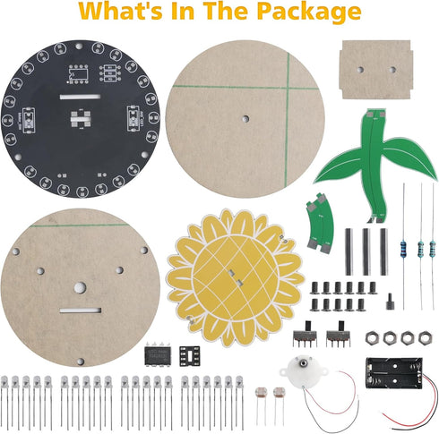 Sunflower Soldering Project, ICSTATION Light Chasing Sunflower Soldering Practice Kit with RGB LED Flashing Lights DIY