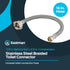 Eastman 16 Inch Flexible Toilet Connector, 7/8 Inch Ballcock x 3/8 Inch Compression, Stainless Steel Braided Hose, 48089 by Eastman