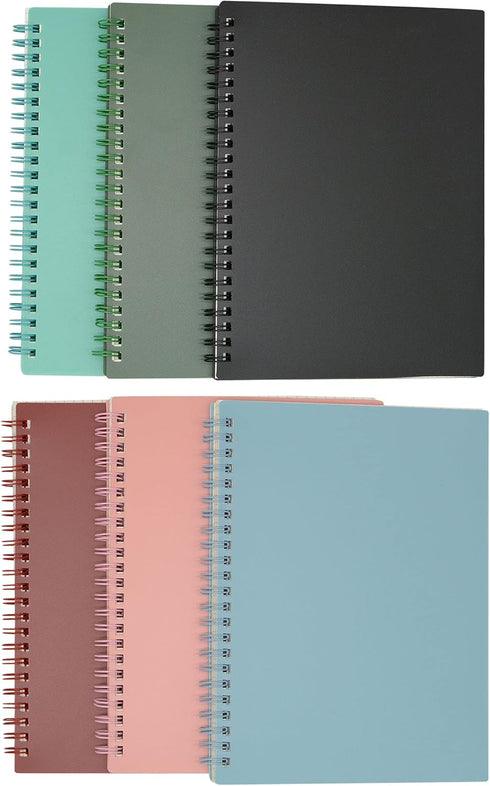 Yansanido Spiral Notebook, 6 Pcs A5 Thick Plastic Hardcover Graph Paper 6 Color 80 Sheets -160 Pages Journals for Study and Notes (6 colors, A5 5.7" x 8.3"-Grid) by Yansanido