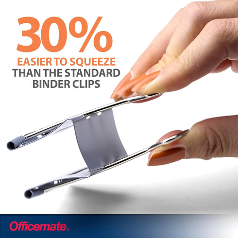 Officemate EZ Binder Clips, Large Size, 12/Box, Gray (99200)