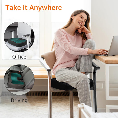 Amazon Basics Comfortable Seat Cushion for Office Chairs, Gel Enhanced Memory Foam, Non-Slip, Cooling Support for Long