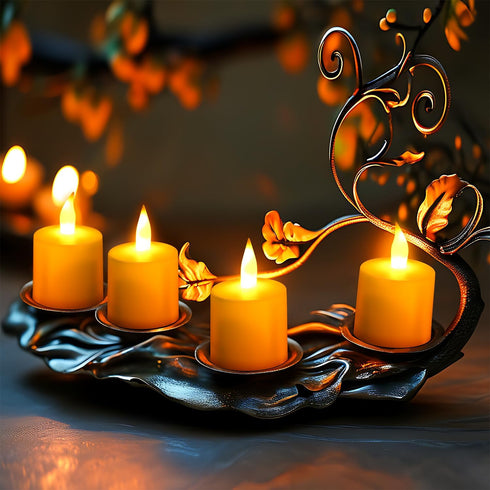 12pcs Esup Rechargeable Tea Lights Candles Flameless Flickering Candles with Remote Control Timer & Charging Base