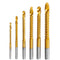 Titanium Coated HSS Twist Drill Bits - 6pcs, 3-8mm Serrated Grooving Cutting Tool for Wood, Metal, Plastic