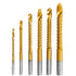 Titanium Coated HSS Twist Drill Bits - 6pcs, 3-8mm Serrated Grooving Cutting Tool for Wood, Metal, Plastic
