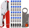 mxuteuk RG59 RG6 Coax Cable Crimper Tool Kit, Coaxial Compression Tool Fitting Wire Stripper with 25pcs RG6 Connectors