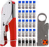 mxuteuk RG59 RG6 Coax Cable Crimper Tool Kit, Coaxial Compression Tool Fitting Wire Stripper with 25pcs RG6 Connectors