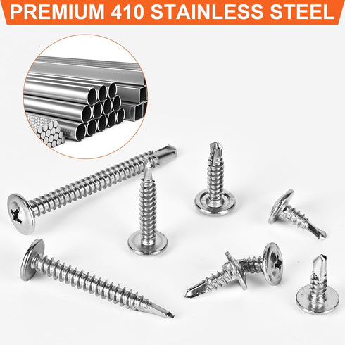 415pcs Premium Self Tapping Screw Assortment Kit, #8 & #10 Stainless Steel Screws, 1/2" to 2" Length