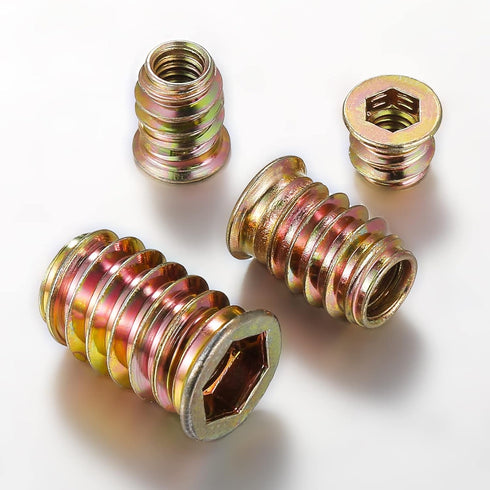 100 Pcs 5/16”-25 Threaded Insert for Wood, Hex Drive Wood Inserts Furniture Nuts
