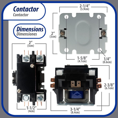 Appli Parts APAC-1S40240 Heavy Duty 1 Pole Shunt Contactor 40 Amp 240 Volt Coil for AC Compressor