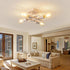 4-Light E26 Industrial Semi Flush Mount Ceiling Light Fixture, Modern White Gold Chandelier Lighting, Farmhouse Sputnik