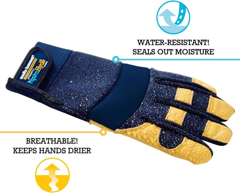 Wells Lamont Men's Heavy Duty Leather Palm Work Gloves, Medium (3207M), Blue