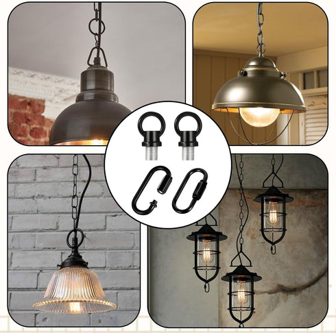 Zelphvt 4 Set 1/8 Inch IP Lighting Loops with Link Buckle Connectors Zinc Alloy Hook Rings for Light Fixture Chandelier