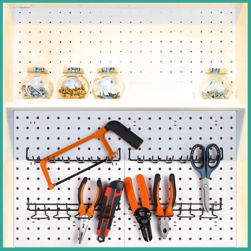 6 Pcs Pegboard Screwdriver Holders, Stainless Steel Organizer Hooks for Tool Utility Racks (Black)
