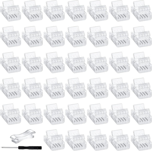 40 Packs LED Strip Connector 4 Pin, 10 mm LED Connectors for Strip Lights, Waterproof RGB Unwired Clips