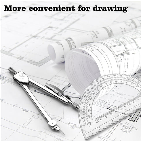 Tdfronien Set, 6 Inch 180 Students Geometry Math Drawing Compass and Transparent Swing arm Protractor Degree Math