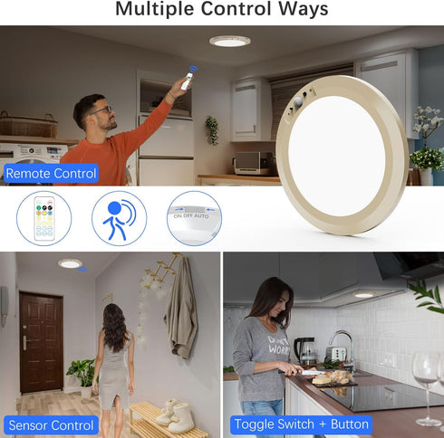 3 Closet Battery Operated LED Celling Lights Fixture with Auto Motion Sensor, Smart Body Sensor Ceiling-mounted Lamps