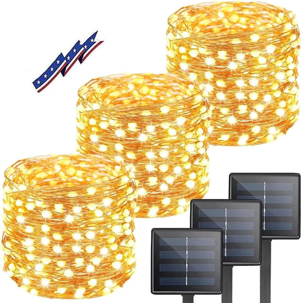 Solar Christmas String Lights Outside, 3 Pack Total 120FT 300 LED Solar