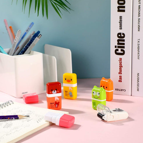 Outus 16 PCS Cute Animal Roller Erasers, Pencil Eraser Shaving Roller Case for School Supplies