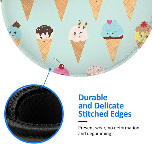 JaoXer 8-Inch Ice Cream Cones Round Mouse Pad - Your Desk Companion for Office, Desktop, Laptop, Personal Computers
