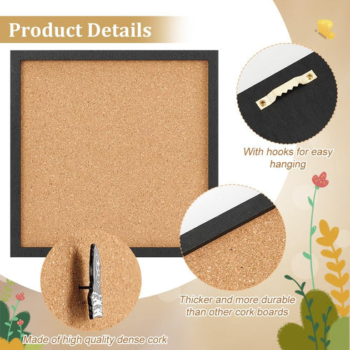 BENECREAT Square Cork Board Bulletin Display Board, Wall Mounted for Home & Office Decor