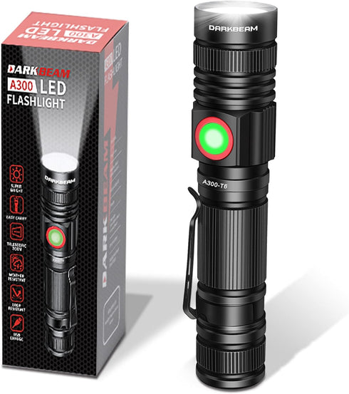 DARKBEAM LED Flashlight Rechargeable USB 2000 High Lumens, Small and Bright Pocket
