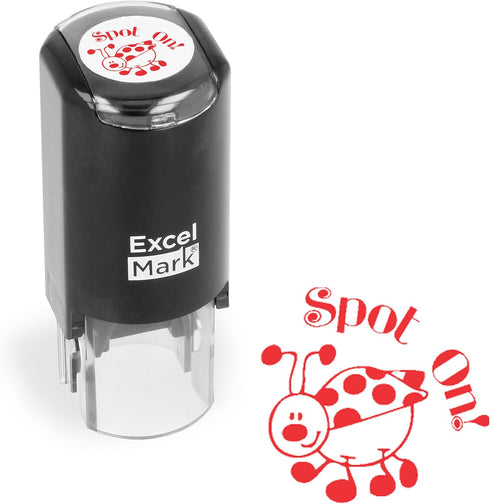 ExcelMark Round Teacher Stamp - SPOT ON! - Teacher Stamp with RED Ink