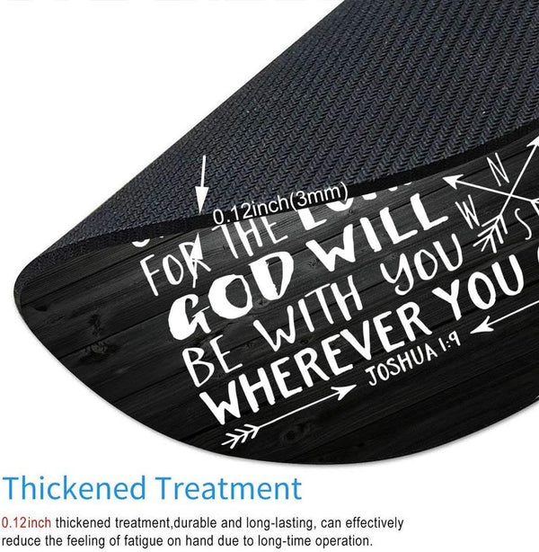 Inspirational Quote Rustic Black Wood Round Mouse Pad, Christian Bible Verses Joshua 1:9, Motivational Quotes