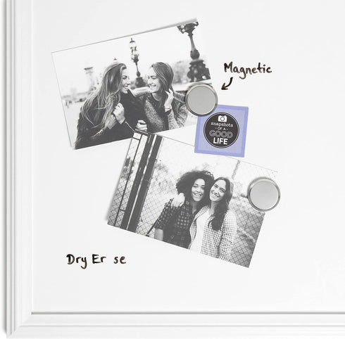 U Brands Farmhouse Dry Erase Board, 20” x 30” with White Frame, Includes Magnets for Office Supplies