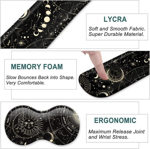 Keyboard Wrist Rest Support + Mouse Pad + Mouse Wrist Rest + Coaster, 4 PCS Ergonomic Memory Foam Set for Office & Home