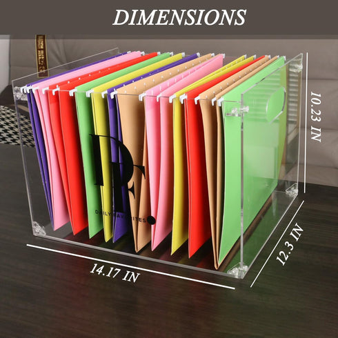 DF Acrylic File Holder with Handles, Clear File Organizer for Letter Size/A4 Folders, Desktop Hanging File Holder