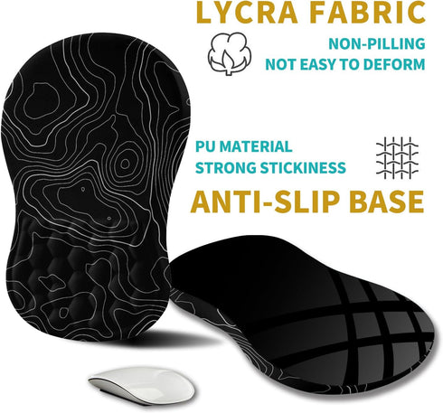 Hokafenle (11.8x7.9 inch,Topographic Ergonomic Mouse Pad Wrist Support, Wrist Rest Mousepad for Carpal Tunnel Pain