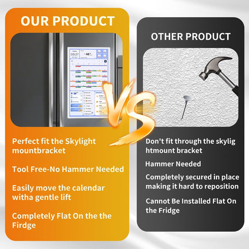 TRNQLPIN 15-Inch 2Powerful 2 Magnetic Fridge Mount for Skylight Calendar | No-Punch Easy to Assemble and Remove| Rubber