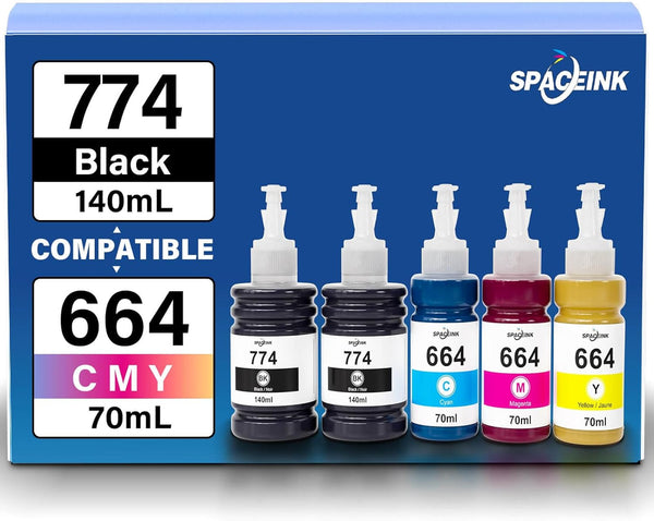 Spaceink 774 664 Ink Refill Bottles for ET-2650 ET-2550 ET-3600 ET-4500 ET-4550 ET-16500