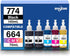 Spaceink 774 664 Ink Refill Bottles for ET-2650 ET-2550 ET-3600 ET-4500 ET-4550 ET-16500