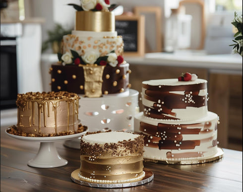 12 Inch (14 Pack) 1/2" Cake Drums in White, Silver, Gold & Black Color | Thick CakeBoard Circle Rounds + Free Prop Up