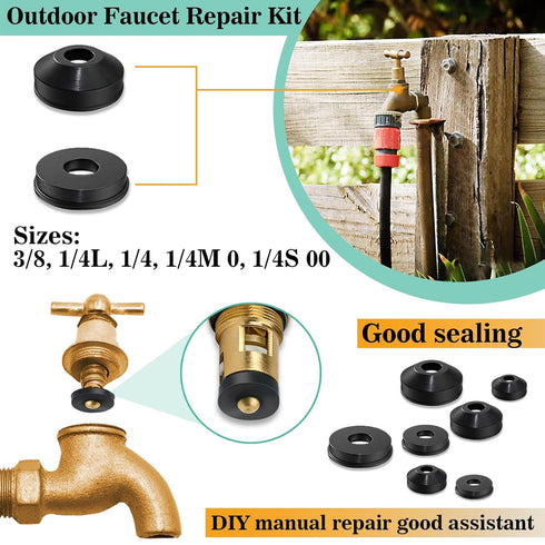 32 Size 258 PC Faucet and Plumbing Rubber Washers Assortment Kit for Outdoor Faucet Repair